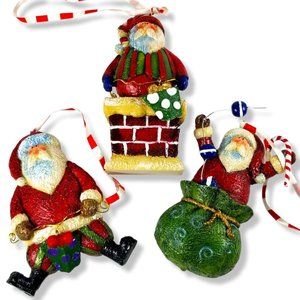 Christmas Santa Claus Hanging Tree Ornaments Whimsical Rustic Nostalgic Retro
